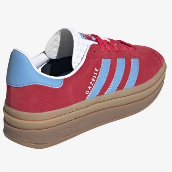 Adidas Originals Gazelle Bold Women's Sneaker in Active Pink/Gum/Blue Size 8 - Picture 3 of 14